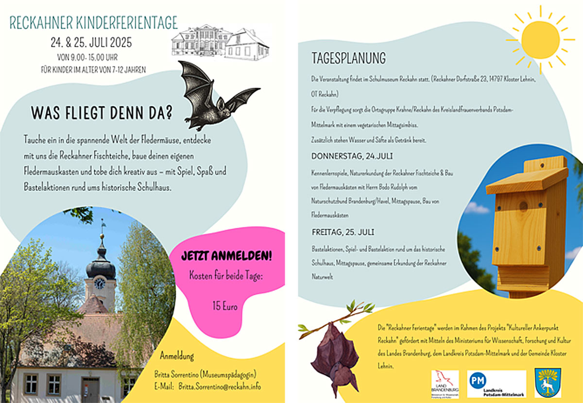 Bild eines Flyer für Veranstaltung mit einer Kirche und einem Vogel